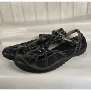 J-41 by Jambu Women's Black Leather Comfort Casual Mary Jane Flats Shoes 9.5 M